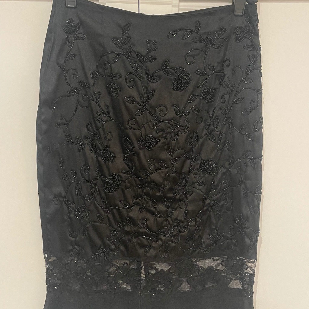 Beaded Black Cocktail Skirt